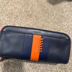 Coach Navy and Orange Men's Toiletry Bag